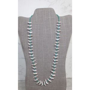 Vintage Navajo Bird Fetish Turquoise Beads Heishi Single Strand Necklace 31G 26L